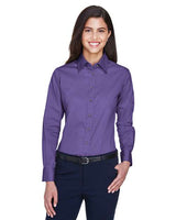 Harriton Women's Easy Blend™ Long Sleeve Twill Dress Shirt with Stain - Release - Harriton M500W Team Purple XS