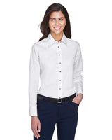 Harriton Women's Easy Blend™ Long Sleeve Twill Dress Shirt with Stain - Release - Harriton M500W White XS