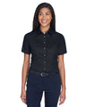 Harriton Women's Easy Blend™ Short Sleeve Twill Dress Shirt with Stain - Release - Harriton M500SW Black XS