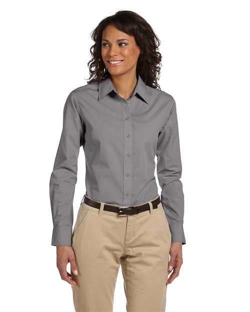 Harriton Women's Essential Poplin - Harriton M510W Dark Grey S