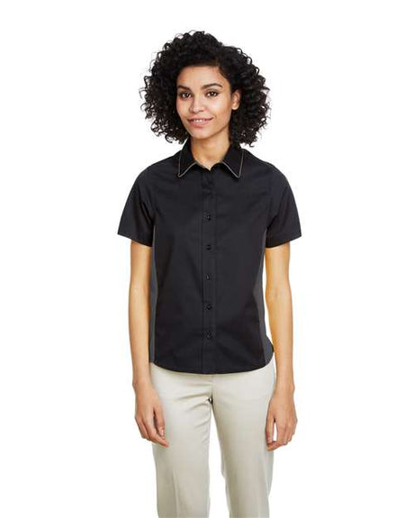 Harriton Women's Flash IL Colorblock Shirt - Harriton M586W Black/ Dark Charcoal XS