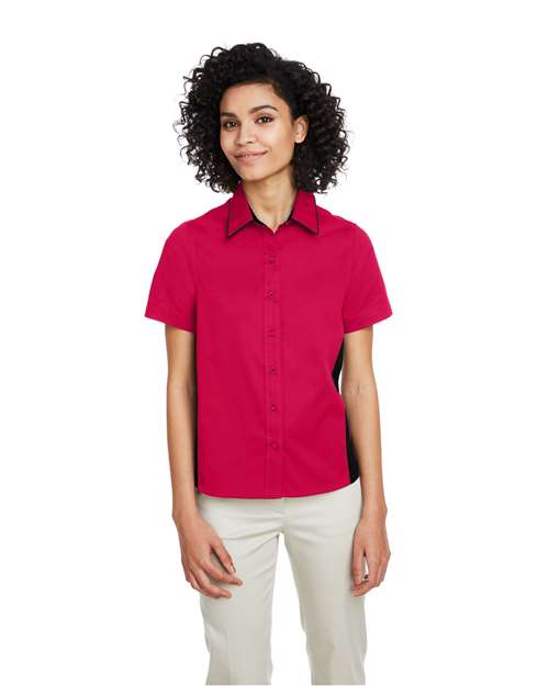 Harriton Women's Flash IL Colorblock Shirt - Harriton M586W Red/ Black XS