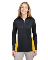 Harriton Women's Flash Snag Protection Plus IL Colorblock Quarter - Zip Pullover - Harriton M786W Black/ Dark Charcoal XS