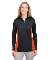 Harriton Women's Flash Snag Protection Plus IL Colorblock Quarter - Zip Pullover - Harriton M786W Black/ Team Orange XS