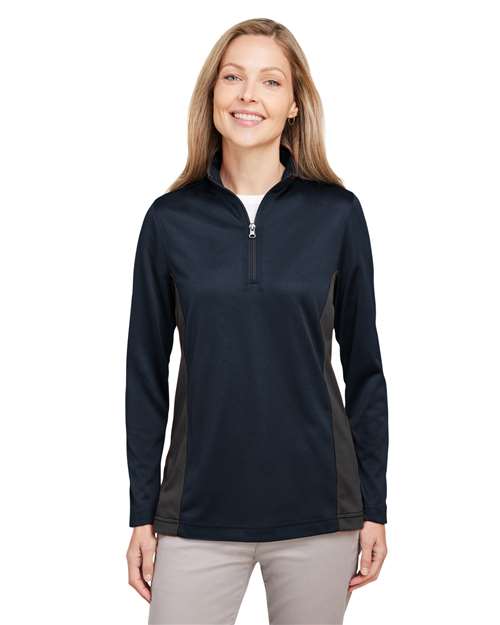 Harriton Women's Flash Snag Protection Plus IL Colorblock Quarter - Zip Pullover - Harriton M786W Dark Navy/ Dark Charcoal XS