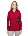 Harriton Women's Flash Snag Protection Plus IL Colorblock Quarter - Zip Pullover - Harriton M786W Red/ Black XS