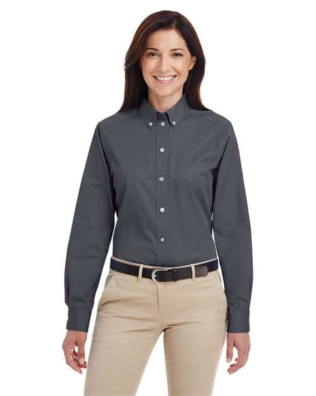 Harriton Women's Foundation Cotton Twill Shirt with Teflon - Harriton M581W Dark Charcoal XS