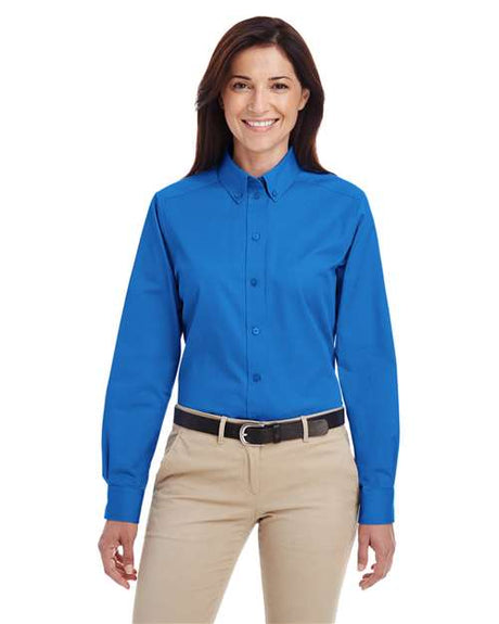 Harriton Women's Foundation Cotton Twill Shirt with Teflon - Harriton M581W French Blue XS