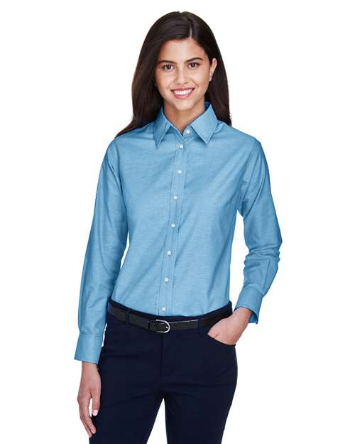 Harriton Women's Long Sleeve Oxford Dress Shirt - Harriton M600W Light Blue XS