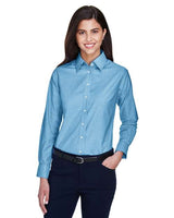 Harriton Women's Long Sleeve Oxford Dress Shirt - Harriton M600W Light Blue XS