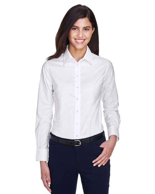 Harriton Women's Long Sleeve Oxford Dress Shirt - Harriton M600W White XS