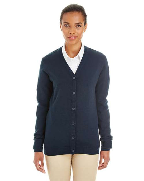 Harriton Women's Pilbloc V - Neck Button Cardigan Sweater - Harriton M425W Dark Navy XS