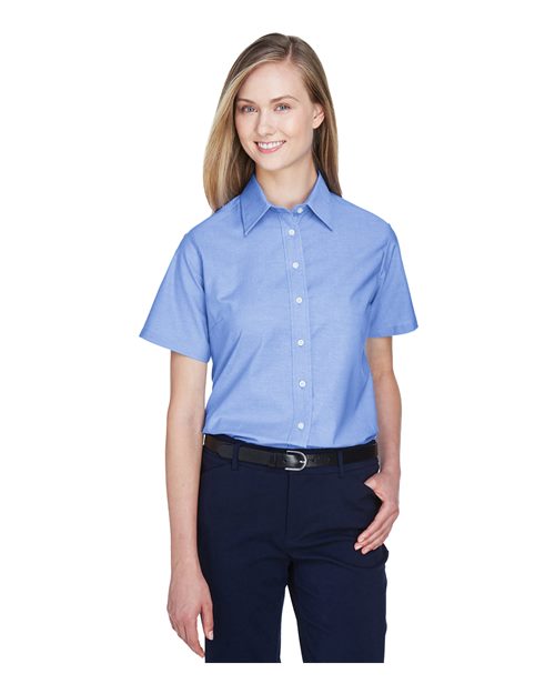 Harriton Women's Stain - Release Short Sleeve Oxford Shirt - Harriton M600SW Light Blue S