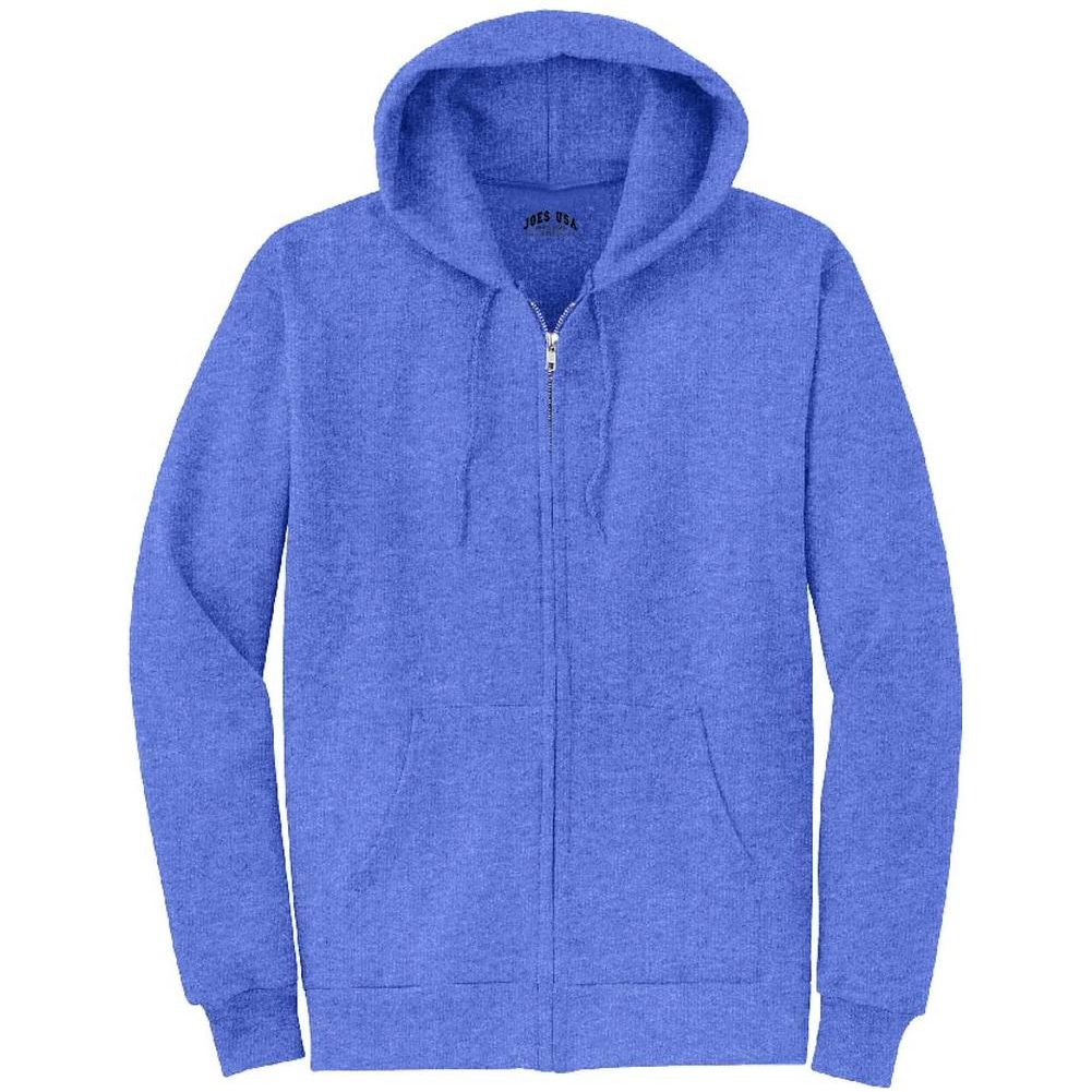 Joe's USA Men's Full Zipper Hoodies - Hooded Sweatshirts in 28 Colors. Sizes S-5XL-HeatherRoyal Sweatshirts/Fleece Joe's USA Heather Royal S
