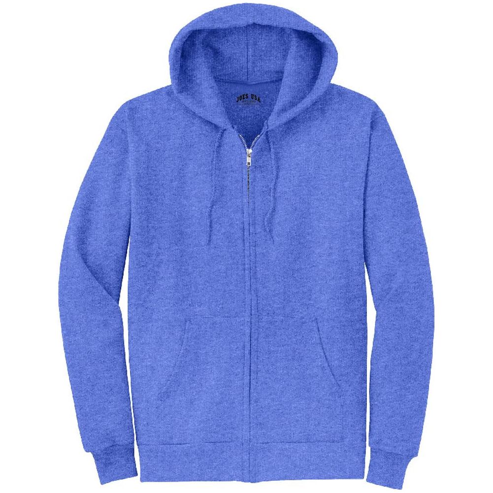 Heather Royal Full Zip Hooded Sweatshirt Front Image