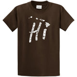 Hi Hawaiian Islands Tee Big and Tall Sizes Small Brown/w Short Sleeve T-Shirts