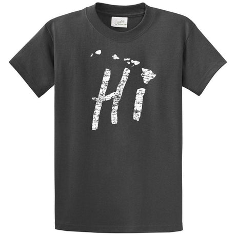Hi Hawaiian Islands Tee Big and Tall Sizes Small Charcoal/w Short Sleeve T-Shirts
