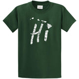 Hi Hawaiian Islands Tee Big and Tall Sizes Small Dark Green/w Short Sleeve T-Shirts