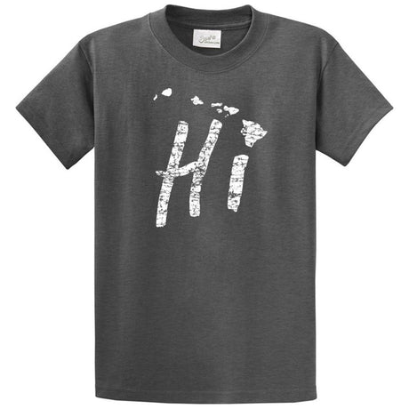 Hi Hawaiian Islands Tee Big and Tall Sizes Small Dark Heather Grey/w Short Sleeve T-Shirts