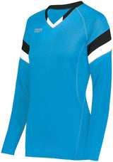 HighFive Girls TruHit Tri - Color Long Sleeve Jersey 342243 POWER BLUE/BLACK/WHITE S