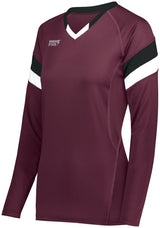 HighFive Ladies TruHit Tri - Color Long Sleeve Jersey 342242 MAROON/BLACK/WHITE S