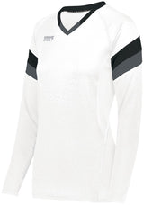 HighFive Ladies TruHit Tri - Color Long Sleeve Jersey 342242 WHITE/BLACK/GRAPHITE S