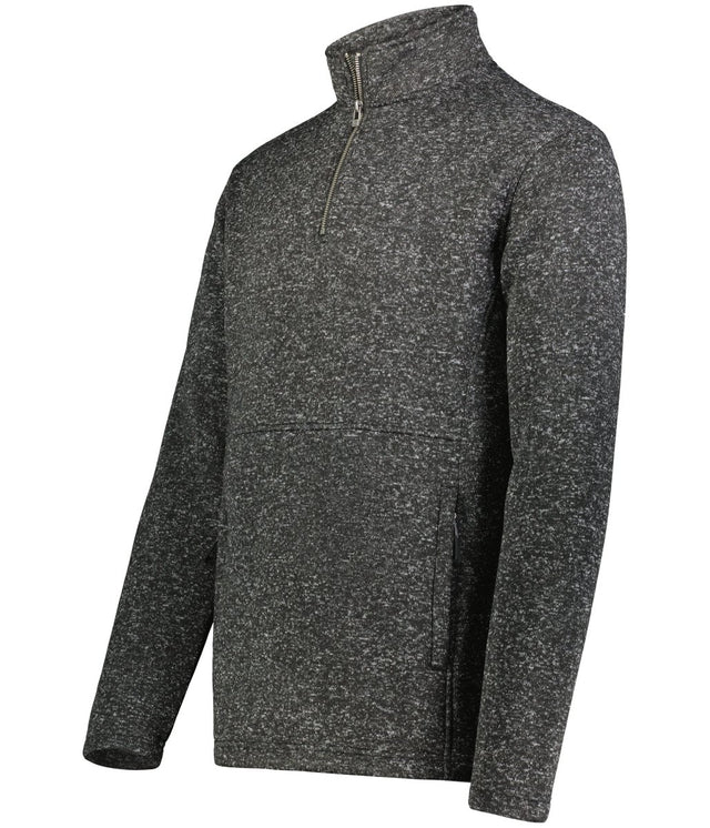 Holloway Alpine Sweater Fleece 1/4 Zip Pullover 223540 BLACK HEATHER S