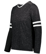 Holloway Girls Monterey Long Sleeve Tee 223346 BLACK HEATHER/WHITE S