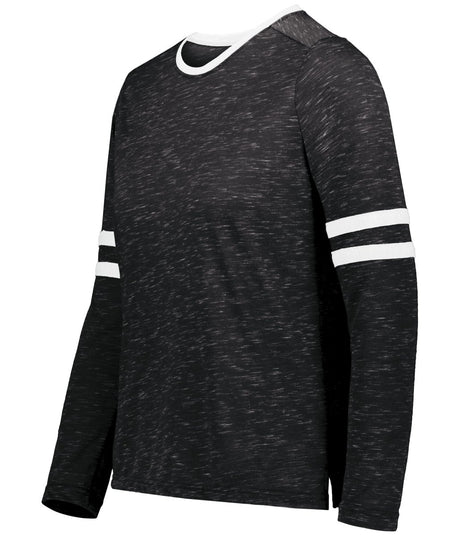 Holloway Girls Monterey Long Sleeve Tee 223346 BLACK HEATHER/WHITE S