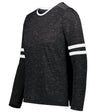 Holloway Girls Monterey Long Sleeve Tee 223346 BLACK HEATHER/WHITE S