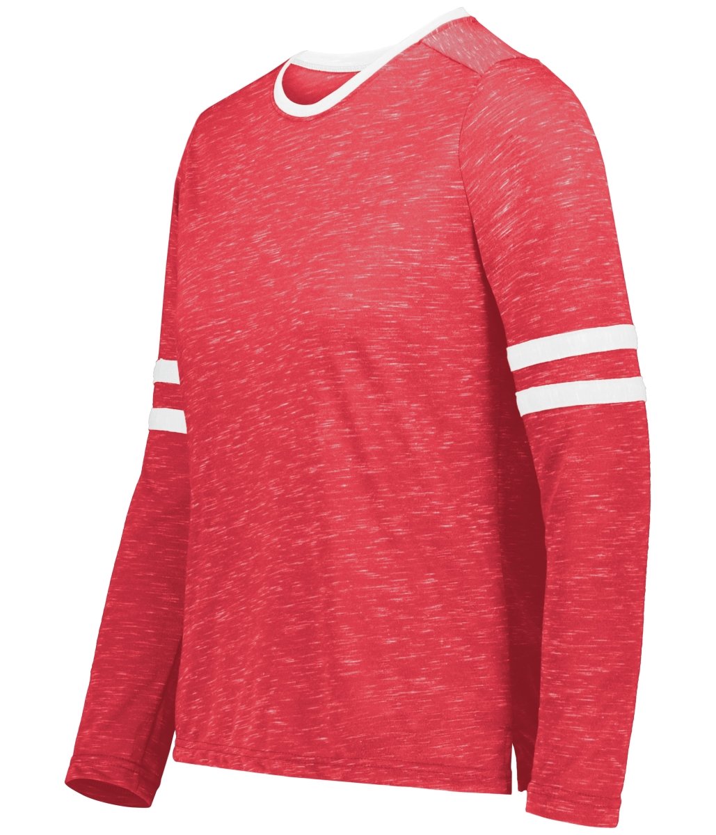 Holloway Girls Monterey Long Sleeve Tee 223346 SCARLET HEATHER/WHITE S