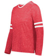 Holloway Girls Monterey Long Sleeve Tee 223346 SCARLET HEATHER/WHITE S