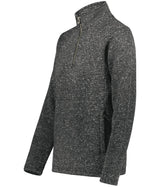 Holloway Ladies Alpine Sweater Fleece 1/4 Zip Pullover 223740 BLACK HEATHER S