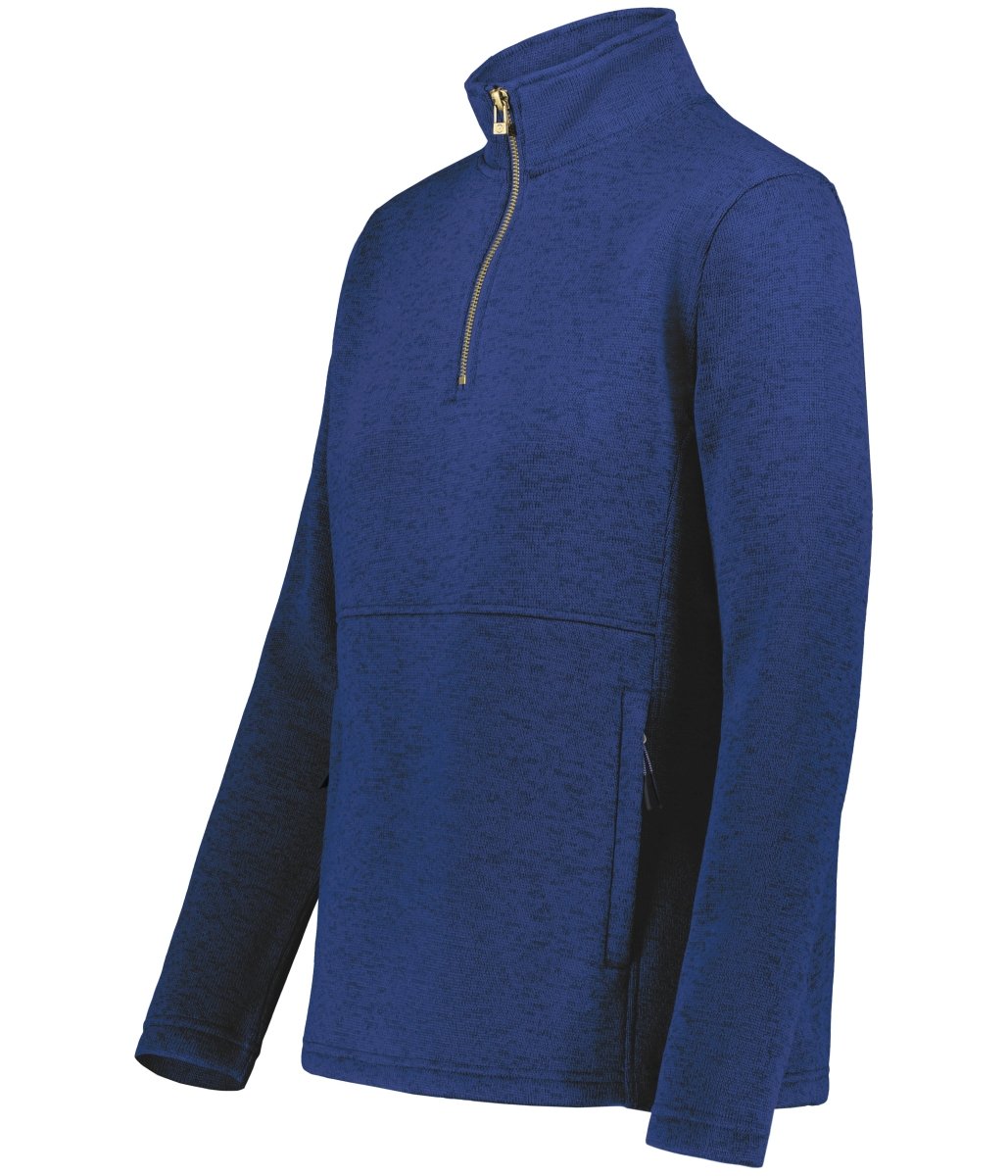 Holloway Ladies Alpine Sweater Fleece 1/4 Zip Pullover 223740 NAVY HEATHER S