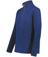 Holloway Ladies Alpine Sweater Fleece 1/4 Zip Pullover 223740 NAVY HEATHER S