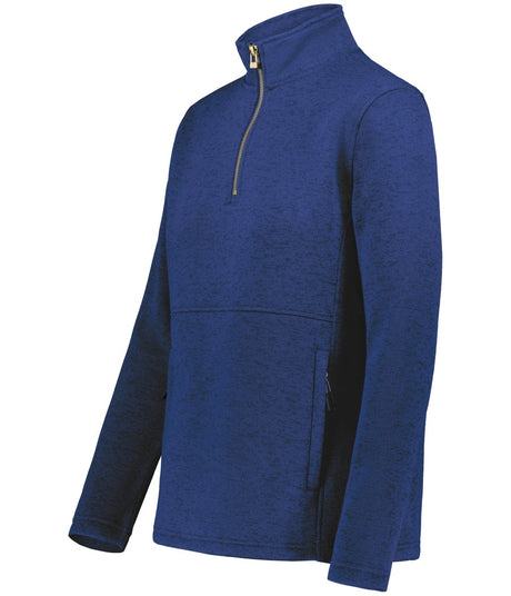Holloway Ladies Alpine Sweater Fleece 1/4 Zip Pullover 223740 NAVY HEATHER S
