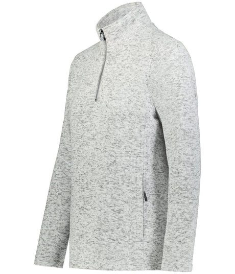 Holloway Ladies Alpine Sweater Fleece 1/4 Zip Pullover 223740 SILVER HEATHER S