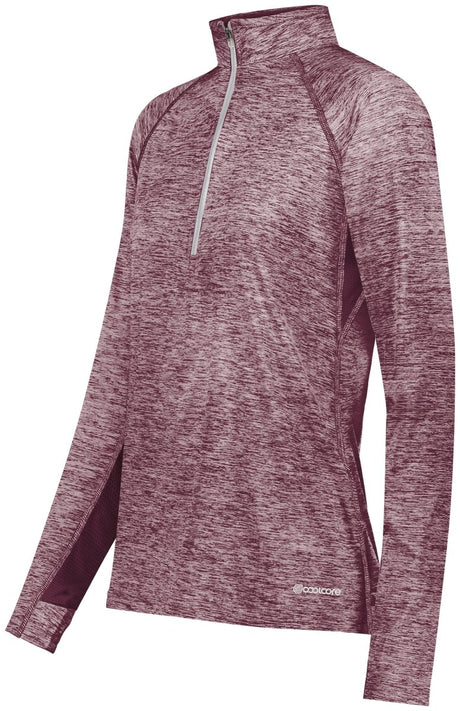Holloway Ladies Electrify 1/2 Zip Pullover Powered by Coolcore® 222774 MAROON HEATHER S