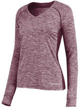 Holloway Ladies Electrify Long Sleeve Tee Powered by Coolcore® 222770 MAROON HEATHER S