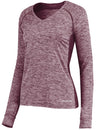 Holloway Ladies Electrify Long Sleeve Tee Powered by Coolcore® 222770 MAROON HEATHER S