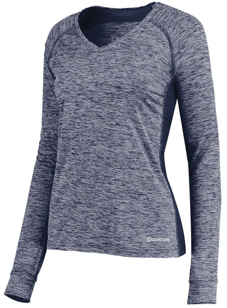 Holloway Ladies Electrify Long Sleeve Tee Powered by Coolcore® 222770 NAVY HEATHER S