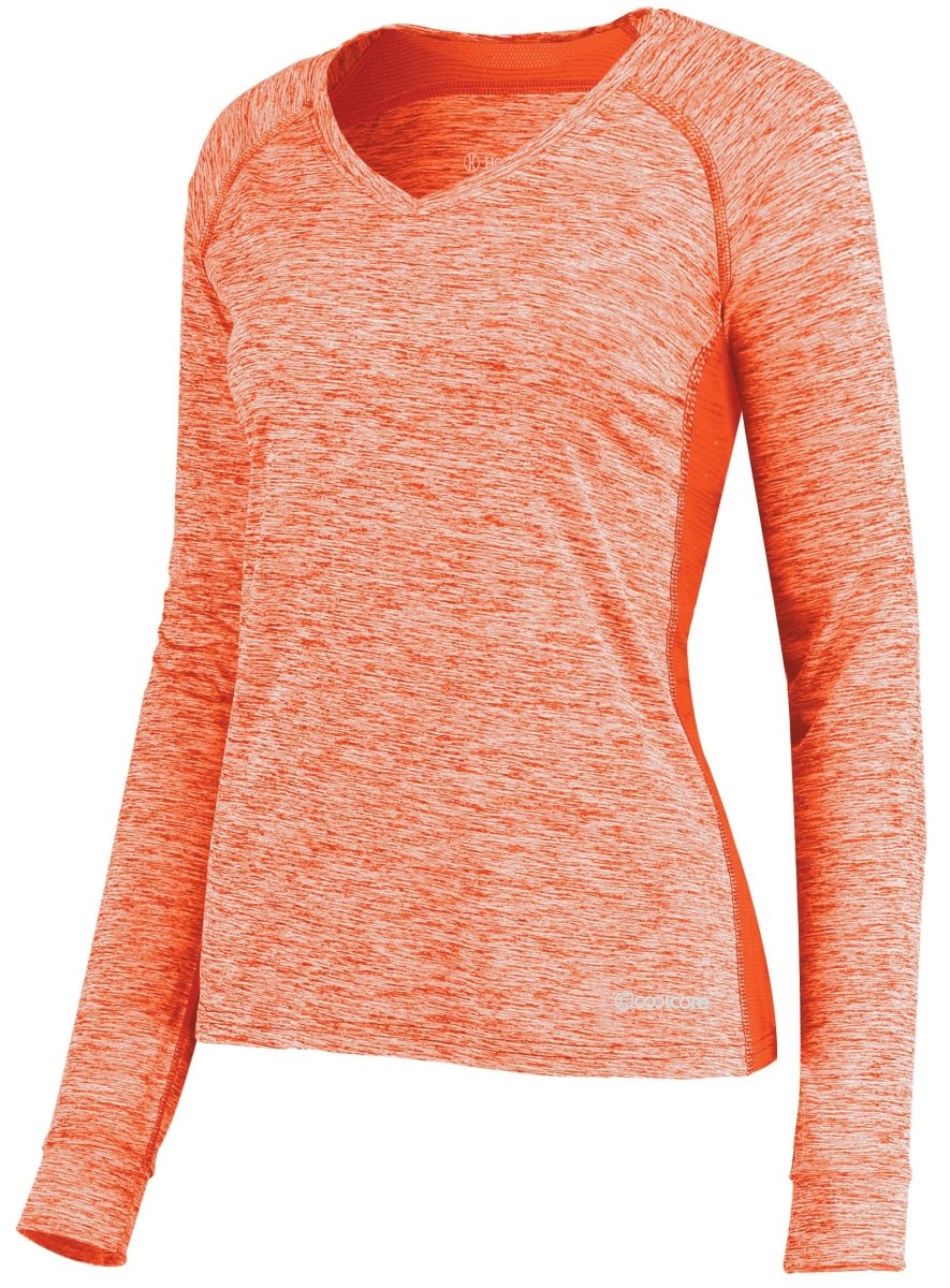 Holloway Ladies Electrify Long Sleeve Tee Powered by Coolcore® 222770 ORANGE HEATHER S