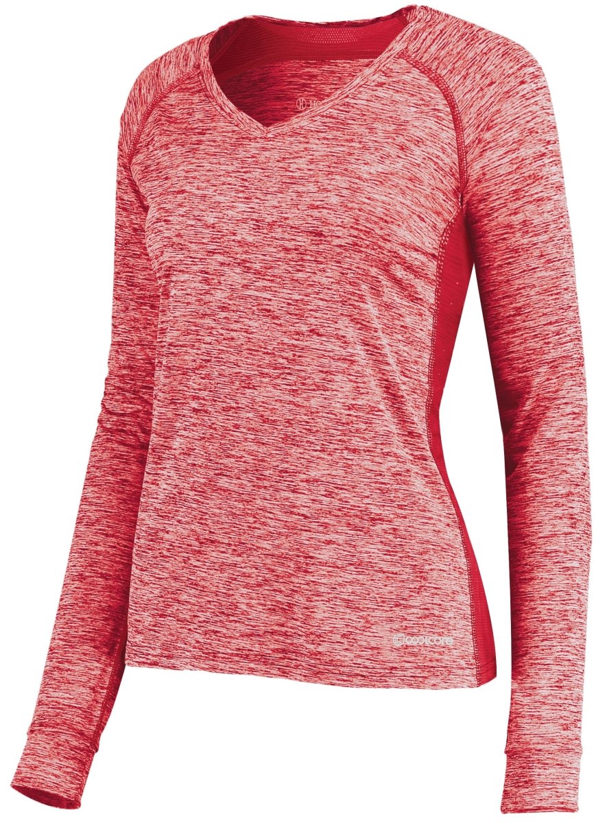 Holloway Ladies Electrify Long Sleeve Tee Powered by Coolcore® 222770 SCARLET HEATHER S