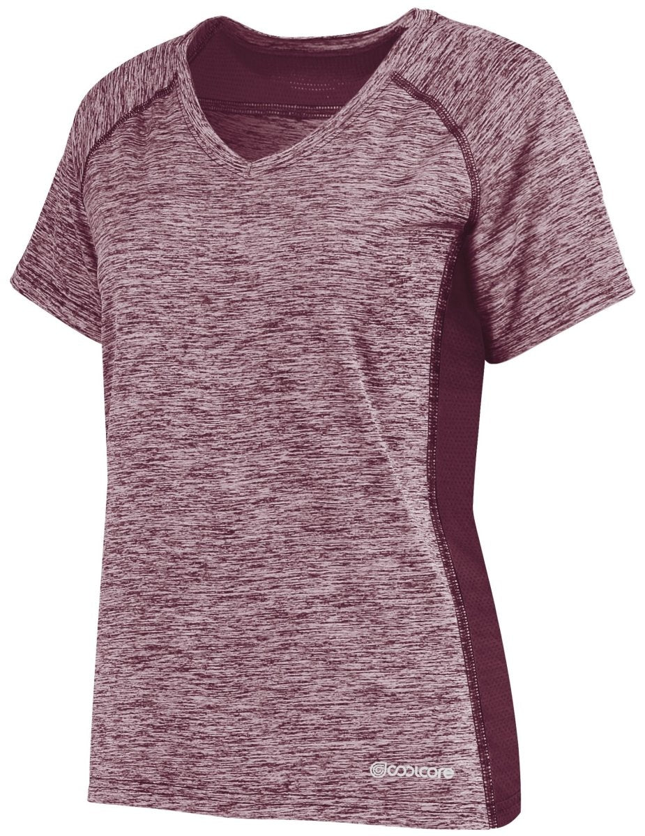 Holloway Ladies Electrify Tee Powered by Coolcore® 222771 MAROON HEATHER S