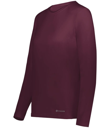 Holloway Ladies Essential Long Sleeve Tee Powered by Coolcore® 222338 MAROON (HLW) S