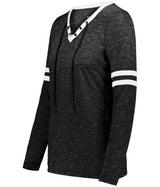 Holloway Ladies Monterey Long Sleeve Tee 223246 BLACK HEATHER/WHITE S