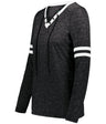 Holloway Ladies Monterey Long Sleeve Tee 223246 BLACK HEATHER/WHITE S