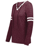 Holloway Ladies Monterey Long Sleeve Tee 223246 MAROON HEATHER/WHITE S
