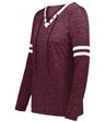Holloway Ladies Monterey Long Sleeve Tee 223246 MAROON HEATHER/WHITE S