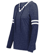 Holloway Ladies Monterey Long Sleeve Tee 223246 NAVY HEATHER/WHITE S